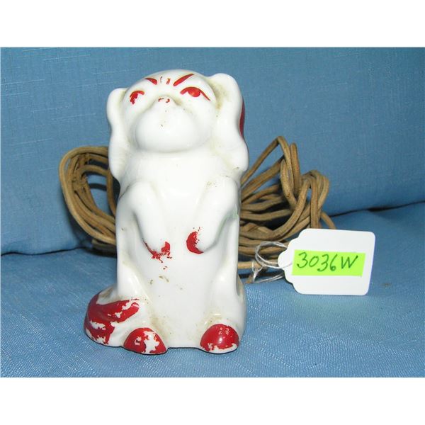 Antique Pekingese puppy 3 plug extension outlet