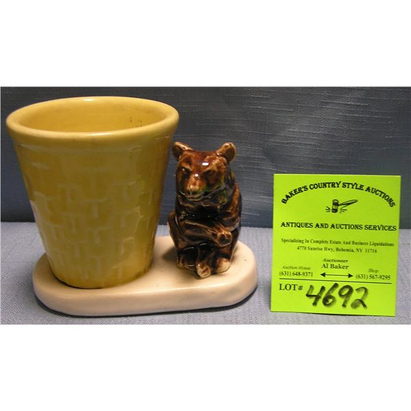 Early bear and basket decorated planter