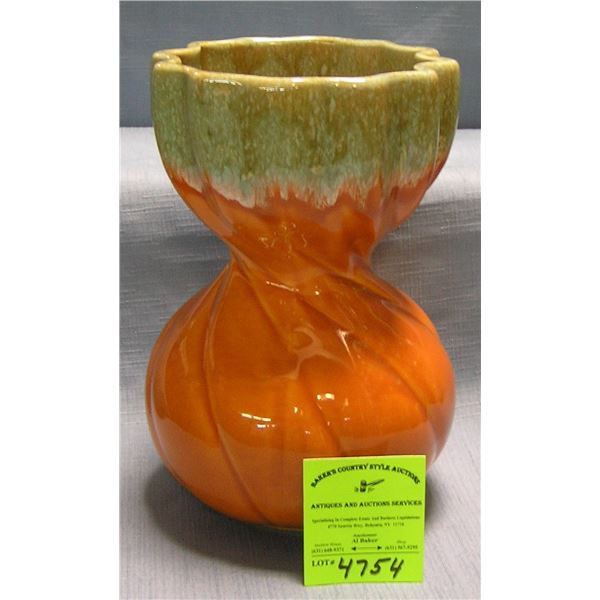 Early two toned art pottery flower vase signed USA