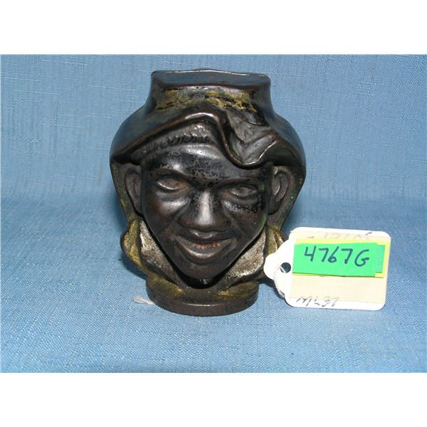 Two faced black boy cast iron bank