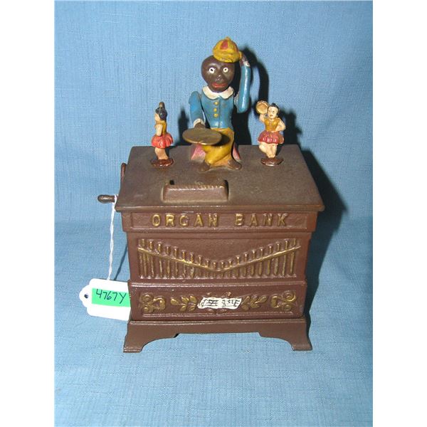 Organ Bank cast iron mechanical bank circa 1950s