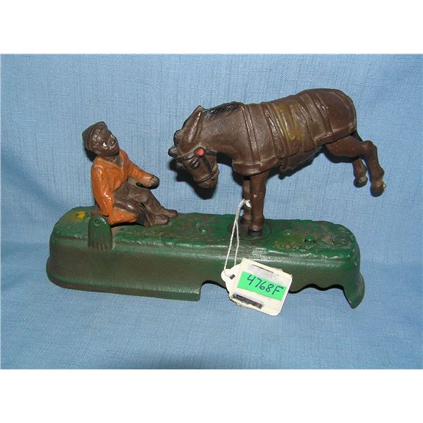 Always did spise a mule boy on bench cast iron mechanical bank circa 1950s