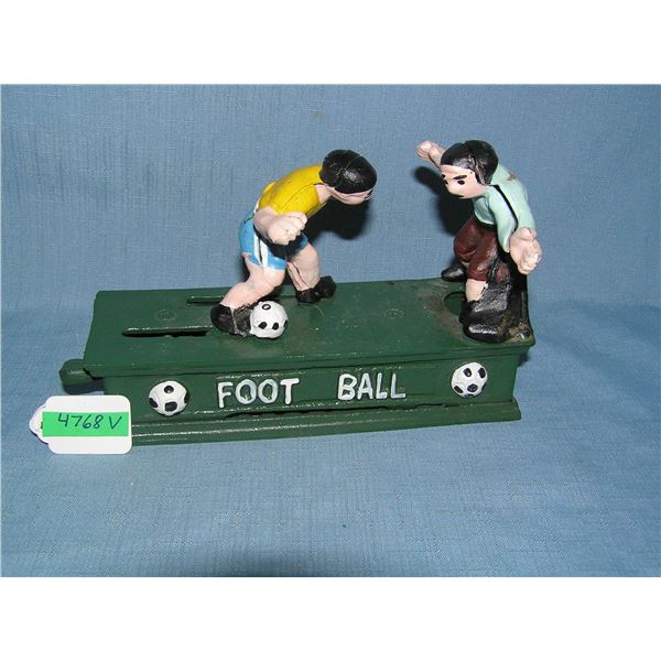 Football soccer cast iron mechanical bank