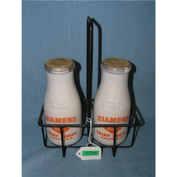 Diamond milk bottles from Diamond Dairy Farm of Salem New Hampshire