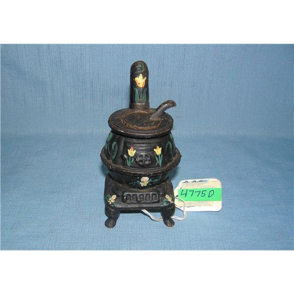 Hand painted metal pot belly stove