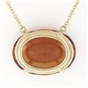 Image 6 : NEW 14k Yellow Gold GIA 15.85 ctw Lab Grown Oval Orange Sapphire Pendant Necklac