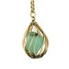 Image 4 : Vintage 14k Gold Tumbled Turquoise Basket Cage Pendant w/ 16" Rope Link Chain