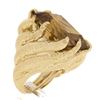 Image 1 : 18K Yellow Gold Large Emerald Cut Citrine Hammered Finish Cocktail Ring
