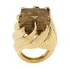 Image 2 : 18K Yellow Gold Large Emerald Cut Citrine Hammered Finish Cocktail Ring
