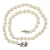 Image 4 : 17" 7.5mm White Cultured Pearl Strand Necklace w/ 14k Gold Diamond & Pearl Clasp