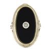 Image 4 : Vintage 14k Gold Elongated Oval Black Onyx w/ Diamond Center Floral Work Ring