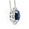 Image 4 : NEW Platinum 2.77 ctw GIA Oval Royal Blue Sapphire Diamond Halo Pendant Necklace