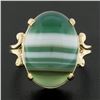 Image 2 : New 14k Yellow Gold 18.2x13mm Oval Cabochon Prong Set Green Agate Solitaire Ring