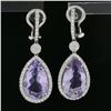 Image 4 : 18k White Gold 12.5 ctw Pear Purple Amethyst w/ Diamond Fancy Drop Dangle Earrin