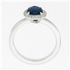 Image 9 : Platinum GIA NO HEAT Cushion Sapphire Solitaire w/ Diamond Halo Engagement Ring
