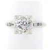 Image 1 : Vintage 14k White Gold Illusion Prong Old Transitional Diamond Engagement Ring