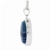 Image 2 : New 14k Gold Round Cabochon Blue Banded Agate Pendant on Adjustable Cable Chain