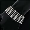 Image 7 : 18k White Gold 6.65 ctw 6 Row Diamond by the Yard Wide Flexible Statement Bracel