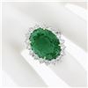 Image 3 : QUALITY Platinum 18k Gold 17.34 ctw AGL Large Oval Emerald & Diamond Halo Ring