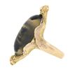 Image 4 : Antique Solid Gold 20x11.8mm Cabochon Prong Moss Agate Solitaire 3D Floral Ring