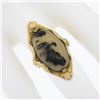 Image 7 : Antique Solid Gold 20x11.8mm Cabochon Prong Moss Agate Solitaire 3D Floral Ring