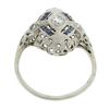 Image 2 : Antique Art Deco 18K Gold .12 ctw Diamond & Sapphire Filigree Navette Dinner Rin