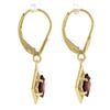 Image 1 : Solid 14K Yellow Gold 5mm Square Step Cut Garnet Elegant Dangle Drop Earrings