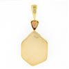 Image 3 : NEW 22k 14k Gold Bezel Hexagon Ammolite & Triangle Imperial Topaz Large Pendant