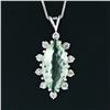 Image 6 : Vintage 14K White Gold Marquise Green Amethyst & 1.15 ctw Diamond Pendant Neckla