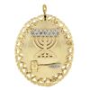 Image 1 : Vintage Gold 0.15 ctw Diamond Fluted Detailed Menorah Pin Brooch Pendant