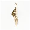 Image 5 : Antique Victorian 14k Gold Etruscan Revival Red Stone Leaf Tassel Dangle Pendant