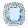 Image 3 : Platinum 38.9 ctw GIA Cushion Cut Aquamarine Diamond Pin Brooch Enhancer Pendant