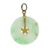 Image 4 : Antique 9K Gold Round Light Green Jade w/ Floral Center Medallion Disc Pendant