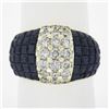 Image 9 : 18K Gold 5.23 ctw Mystery Invisible Set Sapphire & Diamond Wide Domed Band Ring