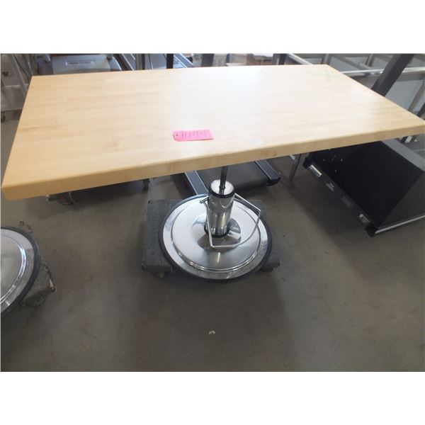 Butcher Block Hydraulic Lift Table