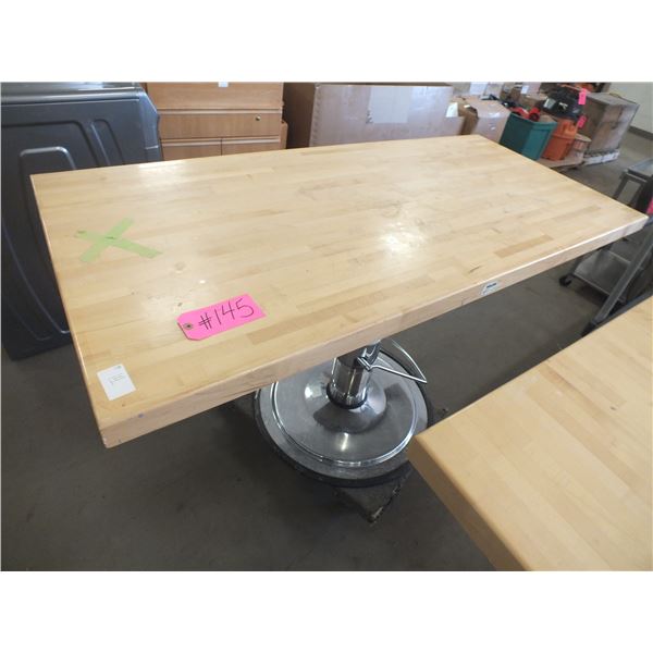 Butcher Block Hydraulic Lift Table