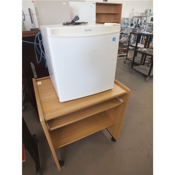 Rolling Desk w/ Mini Fridge