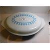 Image 1 : 33.  PYREX SNOWFLAKE DIVIDED 1 QT CASSSEROLE DISH, BLUE BASE, WITH LID