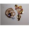 Image 1 : 95.  CHUNKY GOLD TONE BROOCHES