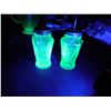 Image 2 : 101.  HAZEL ATLAS URANIUM GLASS SALT AND PEPPER SHAKERS STUNNING GLOW