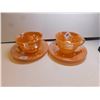Image 1 : 110.  2 PEACH LUSTRE FIREKING TEACUPS AND SUCERS
