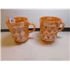 Image 2 : 111.  2 FIREKING KIMBERLEY DIAMOND PEACH LUSTRE C-HANDLE COFFEE CUPS