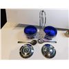 Image 1 : 117.  COBALT BLUE AND CHROME CONDIMENT SET