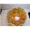 Image 2 : 136.  FLOWER SHAPED AMBER BOWL, CARNIVAL GLASS