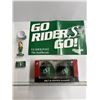 Image 1 : Sask Roughriders Collectibles Salt and Pepper Shaker in Seal Box, mini glass Bubble Head