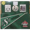 Image 1 : 2012 saskatchwan roughriders quarter & stamp set- in green cardboard holder