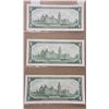 Image 2 : Lot of 3x1967 $1 bills- (regular numbered bills)- 3 bills in a row- all bills are like new