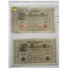 Image 1 : 2- Germany bills- 1,000 marks bills- bill with red seal & 1 bill with green seal