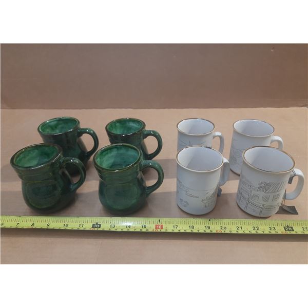 (4) Vintage Stoneware Coffee Mug from the "Collection Manoir" by Coree and (4) Ceramic Mug with a di