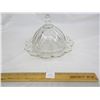 Image 1 : Antique Round Butter Dish Clear with Gold Accents